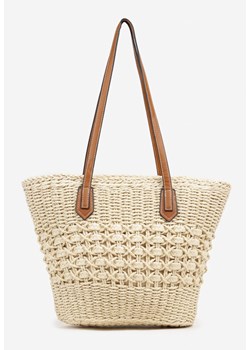 Beżowa Torebka Shopperka z Plecionką Feladwena ze sklepu born2be.pl w kategorii Torby Shopper bag - zdjęcie 181968571