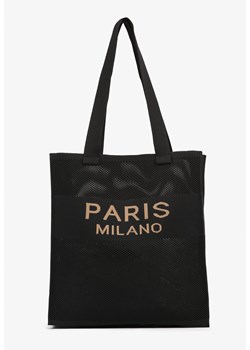 Czarna Torebka Shopperka z Tłoczonej Tkaniny Salarea ze sklepu born2be.pl w kategorii Torby Shopper bag - zdjęcie 181970340