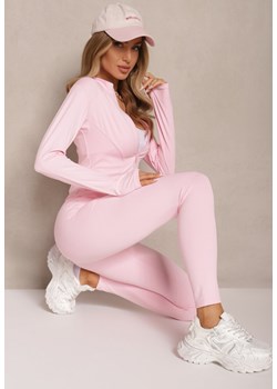 Jasnoróżowy Komplet Sportowy Legginsy i Bluza z Wycięciem na Kciuk Redarose ze sklepu renee.pl w kategorii Komplety i garnitury damskie - zdjęcie 181970493