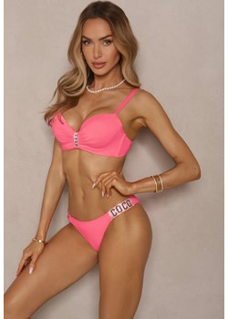 Różowe Bikini Biustonosz i Majtki Figi z Aplikacją z Cyrkoniami Nateria ze sklepu renee.pl w kategorii Stroje kąpielowe - zdjęcie 181970503
