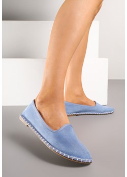 Jasnoniebieskie Casualowe Espadryle z Imitacji Zamszu z Ozdobnymi Przeszyciami Praffia ze sklepu renee.pl w kategorii Espadryle damskie - zdjęcie 181973420