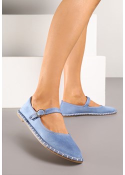 Jasnoniebieskie Płaskie Balerinki Espadryle z Paskiem i Ozdobnym Szwem Milesira ze sklepu renee.pl w kategorii Balerinki - zdjęcie 181973463