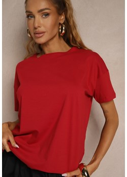 Bordowy Bawełniany T-shirt o Kroju Oversize Zilona ze sklepu renee.pl w kategorii Bluzki damskie - zdjęcie 181973712