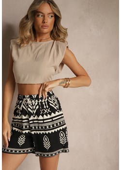 Czarne Wiskozowe Szorty High Waist ze Wzorem Boho Lunadora ze sklepu renee.pl w kategorii Szorty - zdjęcie 181974723