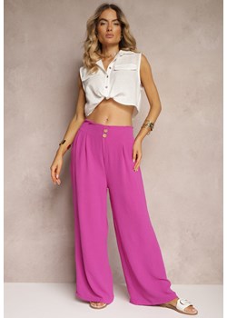 Fioletowe Spodnie w Stylu Alladynek High Waist Wykończone Gumką w Pasie Riselma ze sklepu renee.pl w kategorii Spodnie damskie - zdjęcie 181980543