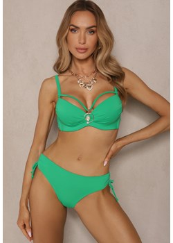 Ciemnozielone Bikini Majtki Figi z Regulacją i Biustonosz z Ozdobą Natrissa ze sklepu renee.pl w kategorii Stroje kąpielowe - zdjęcie 181980610