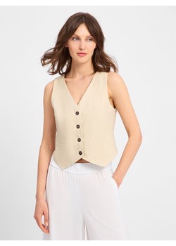 Marie Lund Damska kamizelka garniturowa Kobiety len beżowy jednolity ze sklepu vangraaf w kategorii Kamizelki damskie - zdjęcie 181981293