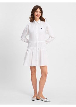 Polo Ralph Lauren Damska sukienka na co dzień Kobiety Bawełna biały jednolity ze sklepu vangraaf w kategorii Sukienki - zdjęcie 181981380
