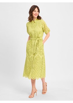 s.Oliver BLACK LABEL Damska sukienka na co dzień Kobiety Bawełna kiwi wypukły wzór tkaniny ze sklepu vangraaf w kategorii Sukienki - zdjęcie 181981424