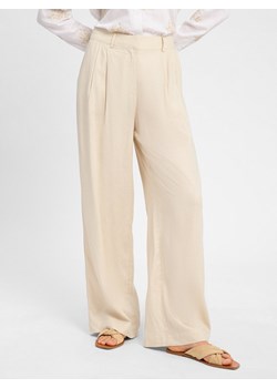 Msch Copenhagen Damskie spodnie materiałowe - MSCHRyan Conella Kobiety len beżowy jednolity ze sklepu vangraaf w kategorii Spodnie damskie - zdjęcie 181981431