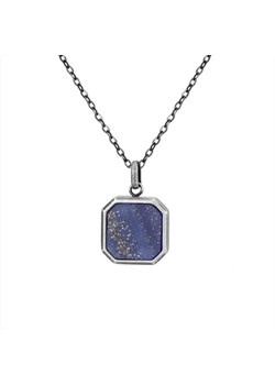 Antyczny męski wisiorek z niebieskim lapisem lazuli na łańcuszku szary vintage ze sklepu manoki.pl w kategorii Naszyjniki męskie - zdjęcie 181982802