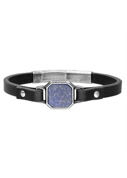 Czarny skórzany pasek męska bransoletka z niebieskim lapisem lazuli ze sklepu manoki.pl w kategorii Bransolety - zdjęcie 181982804