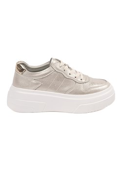 Złote sneakersy na platformie skórzane Sergio Leone złoty ze sklepu ButyModne.pl w kategorii Buty sportowe damskie - zdjęcie 181984913