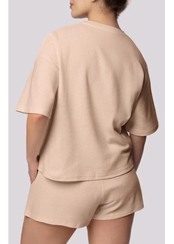 Mona bawełniana piżama damska beżowa Cozy Short Sleeve Plus Size, Kolor beżowy, Rozmiar 2XL, Mona ze sklepu Primodo w kategorii Piżamy damskie - zdjęcie 181986560