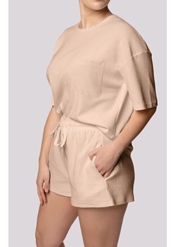 Mona bawełniana piżama damska beżowa Cozy Short Sleeve Plus Size, Kolor beżowy, Rozmiar 2XL, Mona ze sklepu Intymna w kategorii Piżamy damskie - zdjęcie 181987070