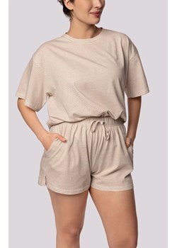 Mona bawełniana piżama damska ecru Stripe Short Sleeve, Kolor ecru, Rozmiar L, Mona ze sklepu Intymna w kategorii Piżamy damskie - zdjęcie 181987074