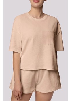 Mona bawełniana piżama damska beżowa Cozy Short Sleeve, Kolor beżowy, Rozmiar L, Mona ze sklepu Intymna w kategorii Piżamy damskie - zdjęcie 181987090