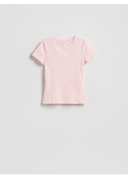 Reserved - Bawełniany t-shirt slim fit - pastelowy róż ze sklepu Reserved w kategorii Bluzki damskie - zdjęcie 181991461
