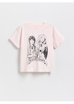 Reserved - T-shirt Wednesday - pastelowy róż ze sklepu Reserved w kategorii Bluzki dziewczęce - zdjęcie 181993933