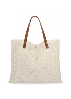 Włoska Torebka Shopper bag w Modne Wzory 5887 Beżowa ze sklepu PaniTorbalska w kategorii Torby Shopper bag - zdjęcie 181995004