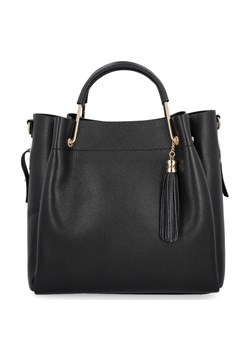 Elegancka Torebka Skórzana Włoski Kuferek z Kosmetyczką 5702 Czarna ze sklepu PaniTorbalska w kategorii Torby Shopper bag - zdjęcie 181995102