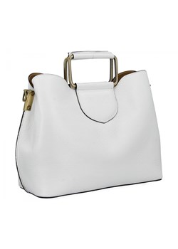 Torebka Skórzana Włoska Listonoszka Trzykomorowa 565 Biała ze sklepu PaniTorbalska w kategorii Torby Shopper bag - zdjęcie 181995210