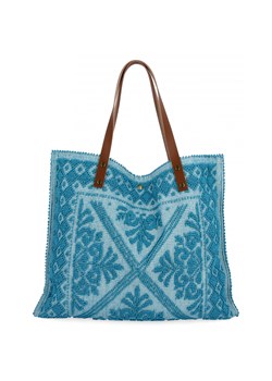 Włoska Torebka Shopper bag w Modne Wzory 5887 Niebieska ze sklepu PaniTorbalska w kategorii Torby Shopper bag - zdjęcie 181995243
