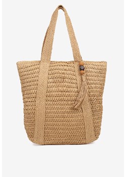 Ciemnobeżowa Torebka Plażowa Shopper z Frędzlem Galoniel ze sklepu born2be.pl w kategorii Torby letnie - zdjęcie 181996043