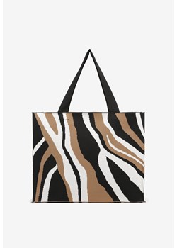 Brązowa Torebka Shopper z Suwakiem w Abstrakcyjny Print Salidrea ze sklepu born2be.pl w kategorii Torby Shopper bag - zdjęcie 181996123