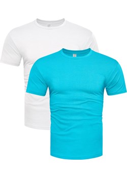 2-pak koszulek bawełnianych premium biały i niebieski Recea ze sklepu Recea.pl w kategorii T-shirty męskie - zdjęcie 181996822