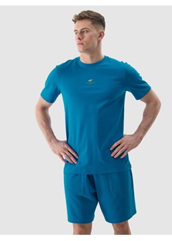 Męski t-shirt basic 4F 4FWSS24TTSHM1282 - niebieski ze sklepu Sportstylestory.com w kategorii T-shirty męskie - zdjęcie 181999542