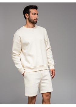 Klasyczna bluza dresowa unisex z okrągłym dekoltem – kremowa V2 OU-SNBC-0104 ze sklepu ombre w kategorii Bluzy męskie - zdjęcie 181999833