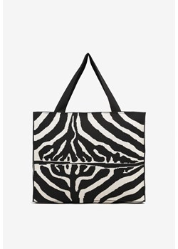 Czarno-Biała Prostokątna Torebka Shopperka w Zebrę Salaviella ze sklepu born2be.pl w kategorii Torby Shopper bag - zdjęcie 182000520