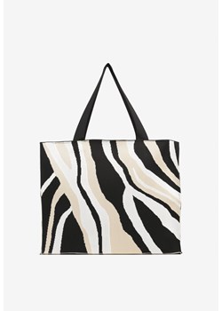 Beżowa Torebka Shopper z Suwakiem w Abstrakcyjny Print Salidrea ze sklepu born2be.pl w kategorii Torby Shopper bag - zdjęcie 182000523