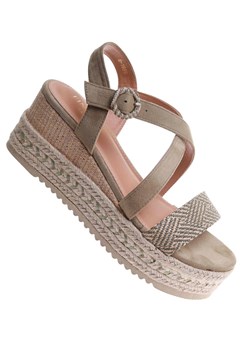 Oliwkowe damskie sandały na platformie /C7-1 17679 G345/ ze sklepu Pantofelek24.pl w kategorii Espadryle damskie - zdjęcie 182001573