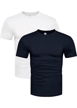 2-pak koszulek bawełnianych premium biały i granatowy Recea ze sklepu Recea.pl w kategorii T-shirty męskie - zdjęcie 182002973