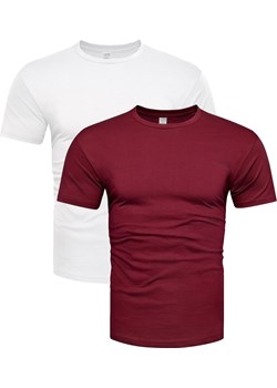 2-pak koszulek bawełnianych premium biały i bordowy Recea ze sklepu Recea.pl w kategorii T-shirty męskie - zdjęcie 182002984