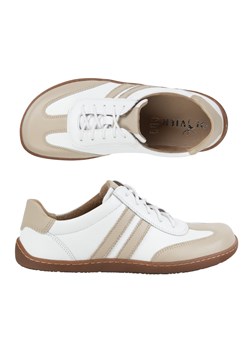 Buty BAREFOOT damskie skórzane minimalistyczne 1287 białe z beżem sneakersy ze sklepu butyolivier w kategorii Półbuty damskie - zdjęcie 182003541