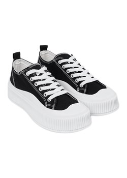 Czarno-białe sneakersy na grubej podeszwie czarne ze sklepu ButyModne.pl w kategorii Buty sportowe damskie - zdjęcie 182004100
