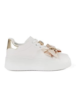 Biało-złote sneakersy ze złotymi dodatkami białe ze sklepu ButyModne.pl w kategorii Buty sportowe damskie - zdjęcie 182004101