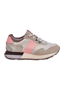 Zamszowe Sneakersy Damskie Big Star RR274243 HI-POLY System Szaro-Różowe ze sklepu ButyModne.pl w kategorii Buty sportowe damskie - zdjęcie 182004120