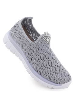 Półbuty sportowe damskie ażurowe slip on szare Artiker 56C1016 ze sklepu ButyModne.pl w kategorii Buty sportowe damskie - zdjęcie 182004184