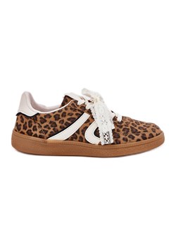 Niskie Sneakersy Damskie Z Koronką Panterka Brązowe - id: 221963 - marki ButyModne.pl - 182004272 Niskie Sneakersy Damskie Z Koronką Panterka Brązowe ze sklepu ButyModne.pl w kategorii Buty sportowe damskie - zdjęcie 182004272