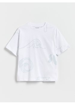 Reserved - Bawełniany t-shirt - złamana biel ze sklepu Reserved w kategorii T-shirty chłopięce - zdjęcie 182011704