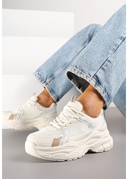 Beżowe Sneakersy Vices na Platformie Ozdobione Tłoczeniem Natiselle ze sklepu renee.pl w kategorii Buty sportowe damskie - zdjęcie 182013852
