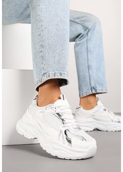 Biało-Srebrne Sneakersy Vices na Platformie Ozdobione Tłoczeniem Natiselle ze sklepu renee.pl w kategorii Buty sportowe damskie - zdjęcie 182013864