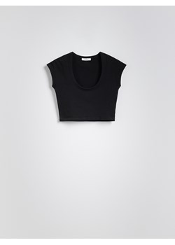 Reserved - Bawełniany crop top - czarny ze sklepu Reserved w kategorii Bluzki damskie - zdjęcie 182017854