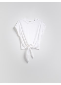 Reserved - T-shirt z wiązaniem - biały ze sklepu Reserved w kategorii Bluzki damskie - zdjęcie 182018033
