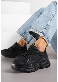 Czarne Sneakersy Vices na Grubej Podeszwie z Tłoczeniami Nativine ze sklepu born2be.pl w kategorii Buty sportowe damskie - zdjęcie 182020312