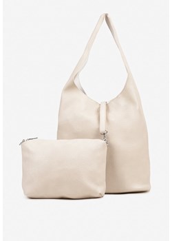 Beżowa Torebka z Saszetką i Metaliczną Ozdobą Tenarae ze sklepu renee.pl w kategorii Torby Shopper bag - zdjęcie 182020390